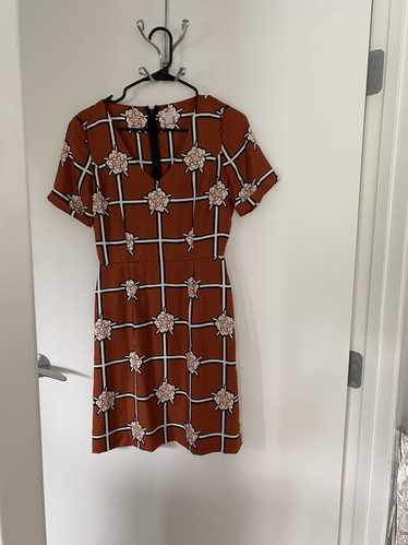 Fossil FOSSIL burnt orange silk atomic dress 0