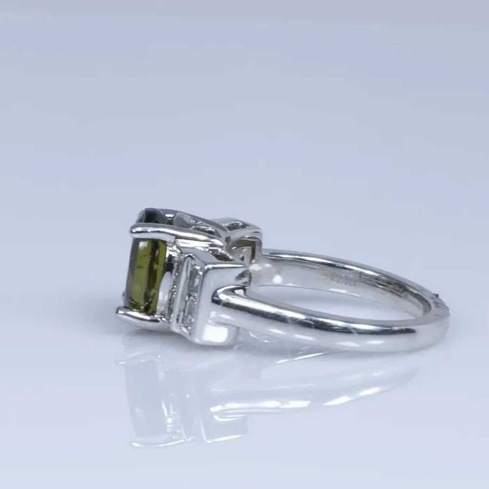 Vintage 14K Tourmaline and Emerald Cut Diamond Ri… - image 3