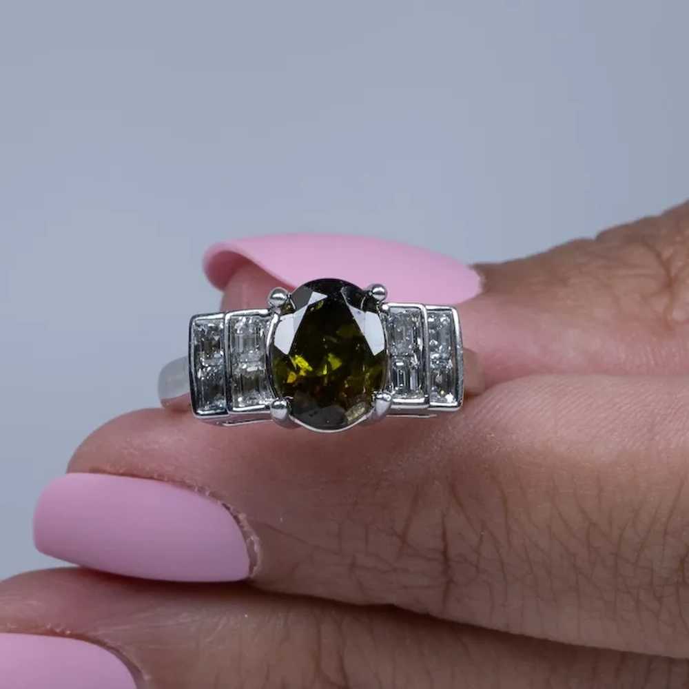 Vintage 14K Tourmaline and Emerald Cut Diamond Ri… - image 5