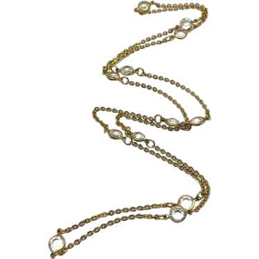 Vintage crystal gold chain necklace