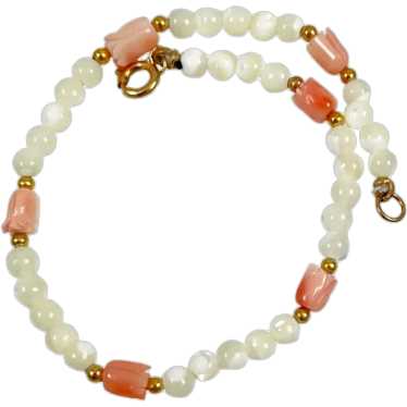 Mother of Pearl Pink Coral Bracelet by Danecraft … - image 1