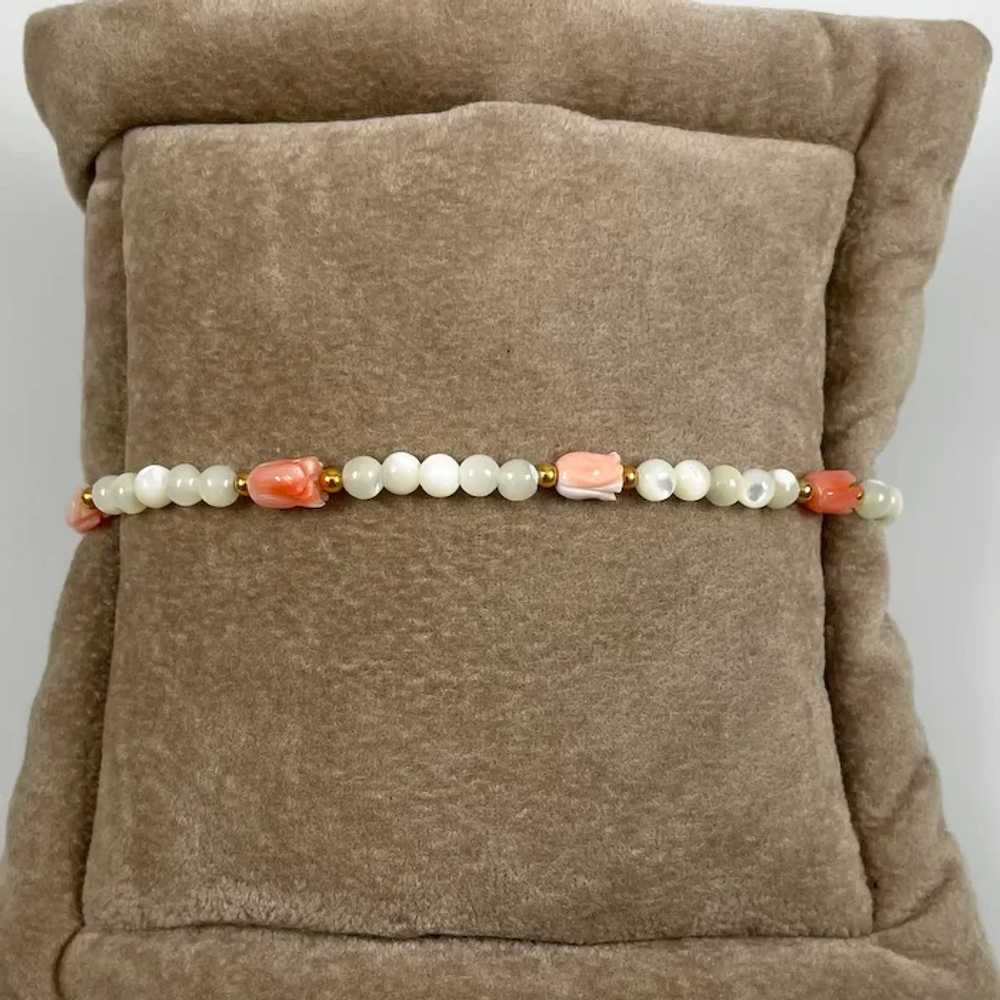 Mother of Pearl Pink Coral Bracelet by Danecraft … - image 5