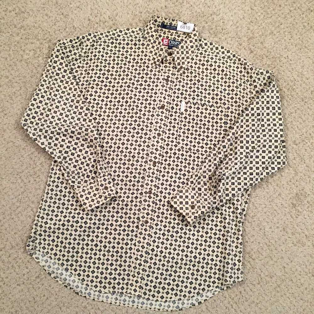 Chaps Chaps Shirt Mens Large Beige Geometric Long… - image 2