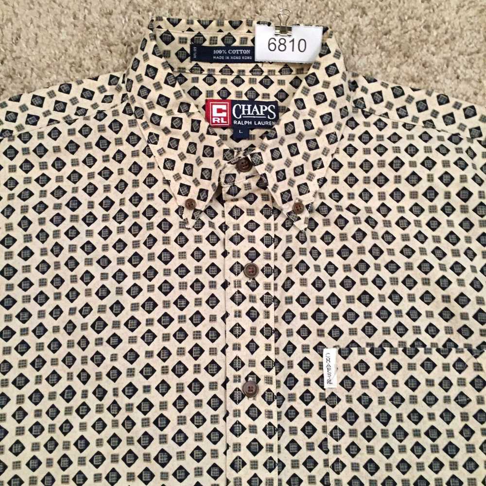 Chaps Chaps Shirt Mens Large Beige Geometric Long… - image 3