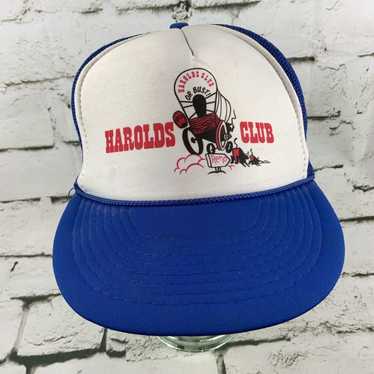 Vintage Harolds Club Blue Vented Snapback Trucker… - image 1