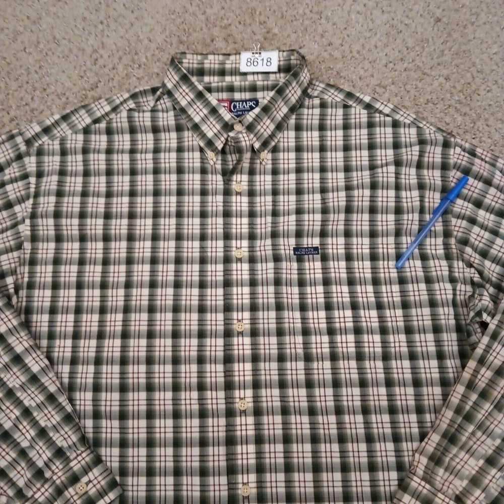 Chaps Chaps Shirt Mens XXL Green Plaid Long Sleev… - image 2