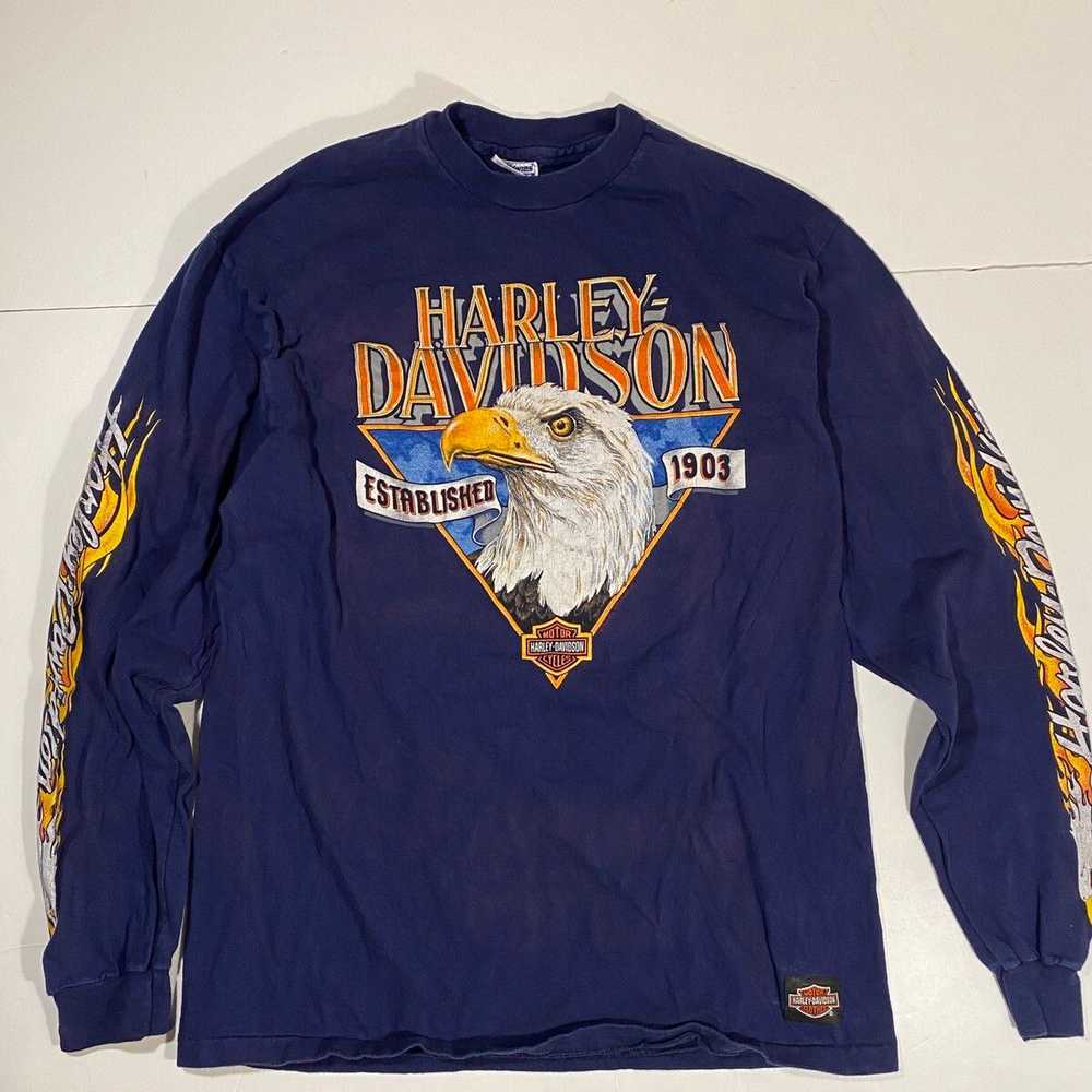 Hanes × Harley Davidson × Vintage 90’s Faded Harl… - image 2