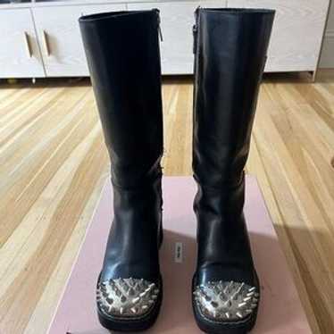 Miu Miu Barely Used Leather Colorblock Pattern Ri… - image 1