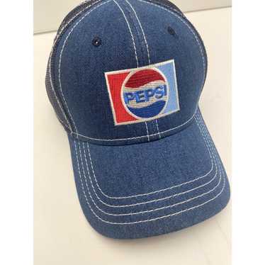 Vintage Pepsi Denim Hat Blue Red White One Size