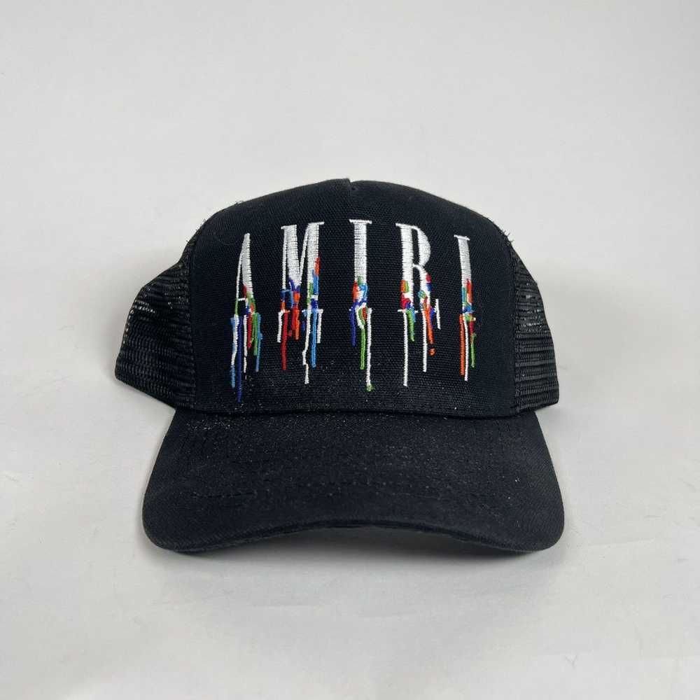 Amiri Amiri Paint Drip Logo Black Trucker - image 1