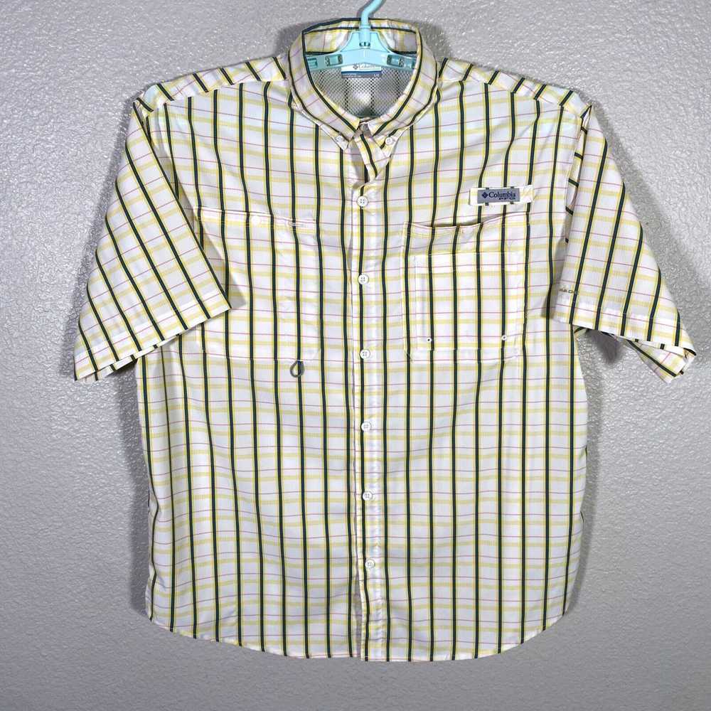 Vintage Columbia PFG Shirt Mens Large White Yello… - image 1