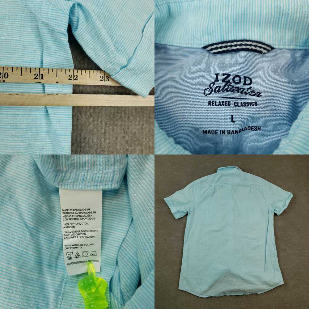 Izod IZOD Shirt Mens Large Blue Short Sleeve Butt… - image 4