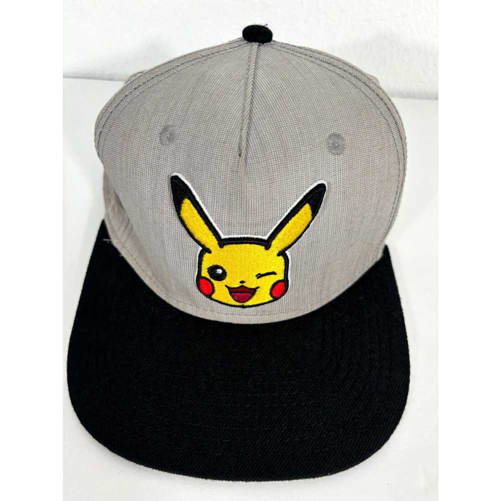 Vintage Pokemon Pikachu Cap Hat Mens Gray Adjusta… - image 2