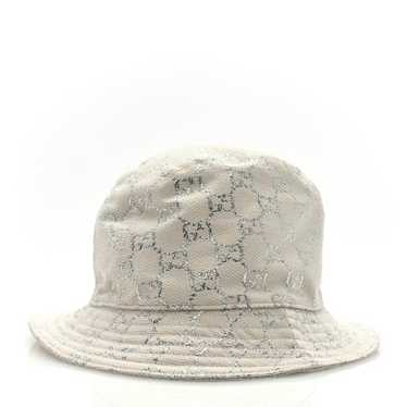 GUCCI Canvas Lame GG Monogram Bucket Hat M Silver