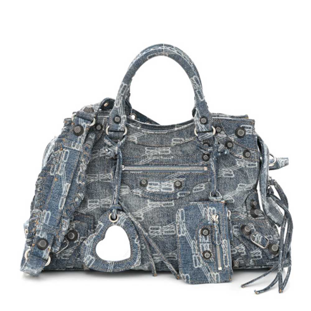 BALENCIAGA Denim BB Monogram Neo Cagole City Hand… - image 1