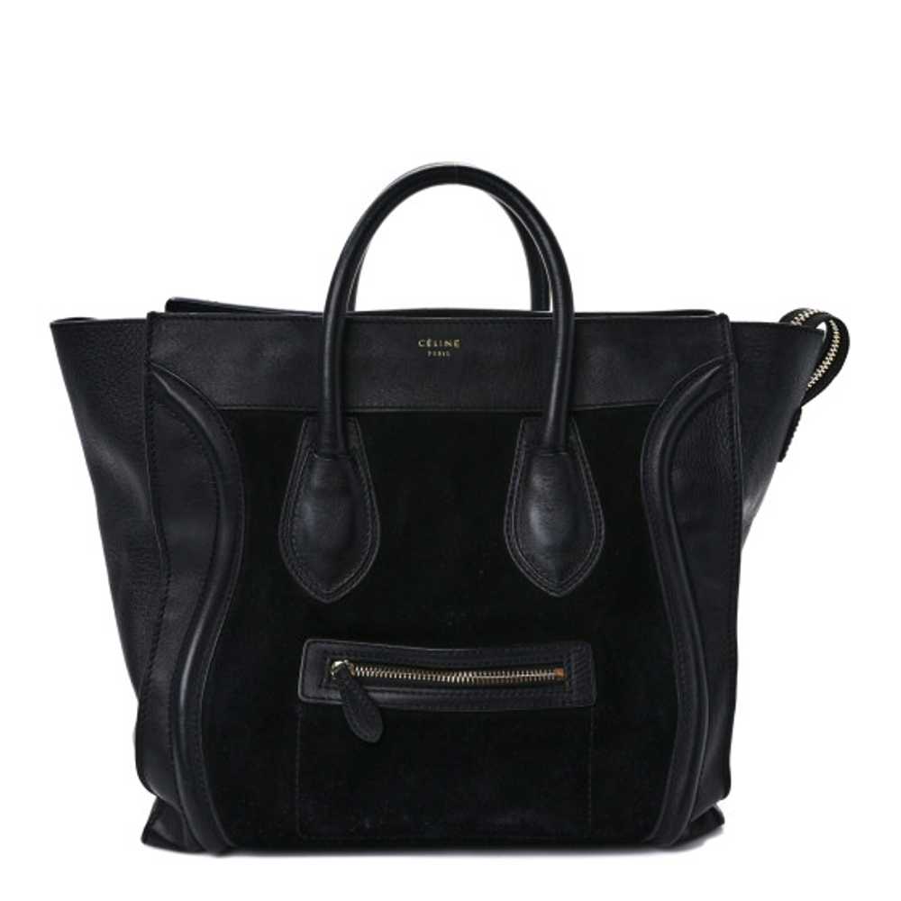 CELINE Smooth Calfskin Suede Mini Luggage Black - image 1