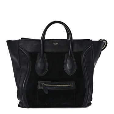 CELINE Smooth Calfskin Suede Mini Luggage Black - image 1