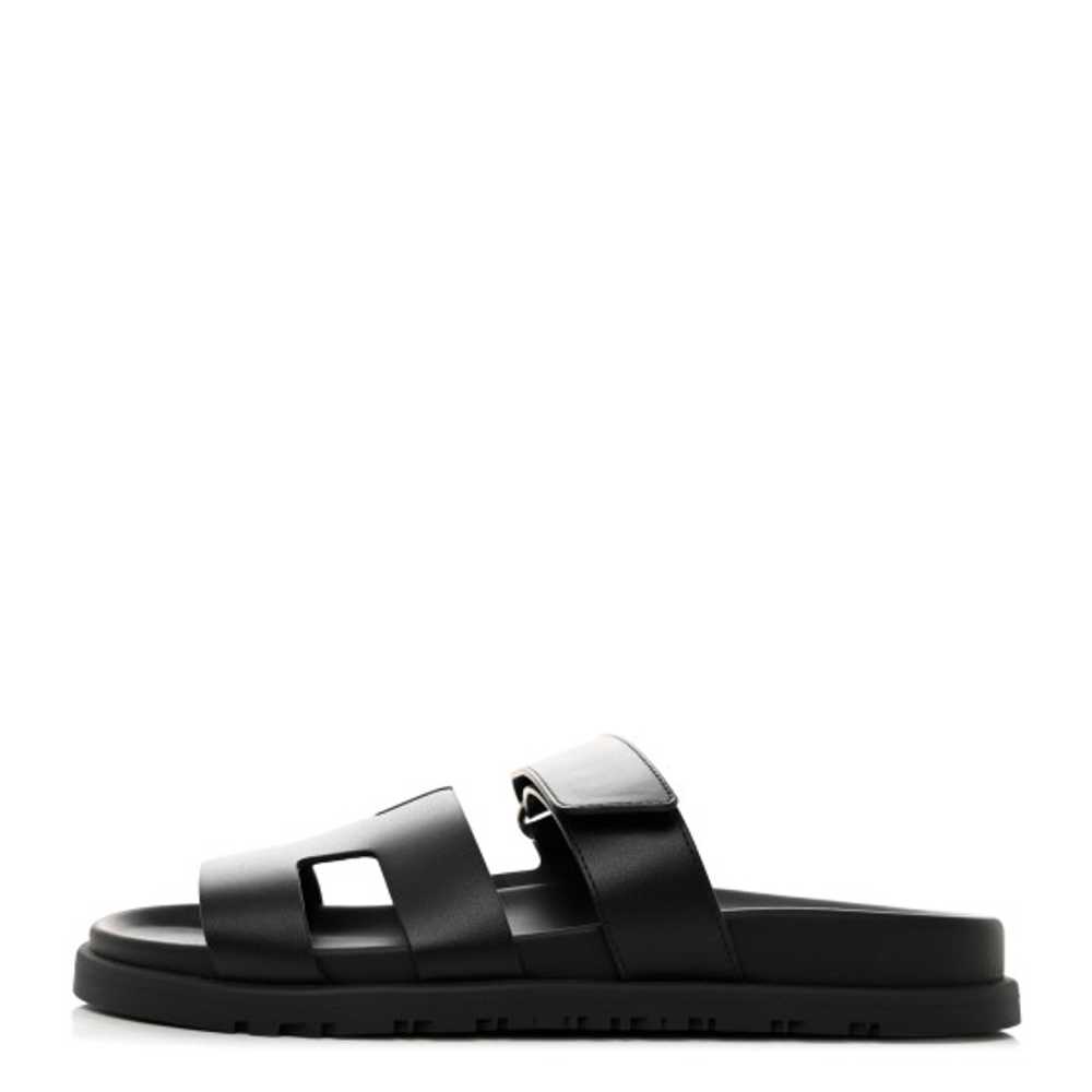 HERMES Calfskin Womens Chypre Sandals 37 Black - image 1