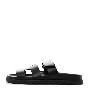 HERMES Calfskin Womens Chypre Sandals 37 Black - image 1