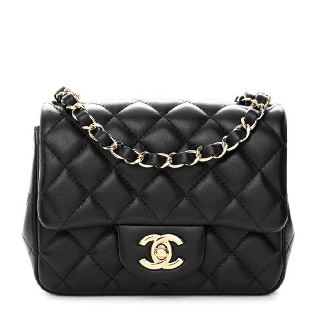 CHANEL Lambskin Quilted Mini Square Flap Black - image 1