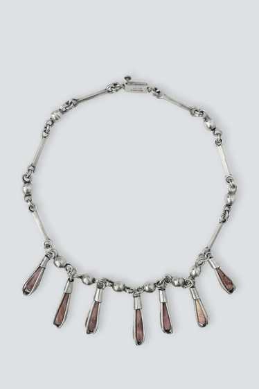 Marble Fringe Necklace - Sterling Silver/Pink - image 1