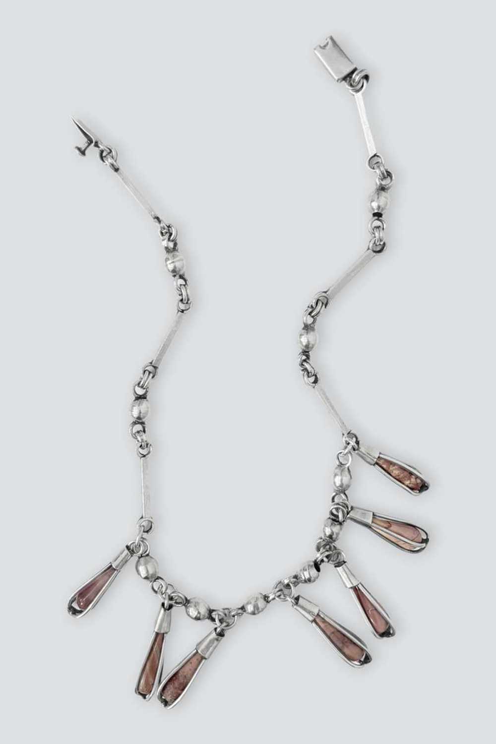 Marble Fringe Necklace - Sterling Silver/Pink - image 2