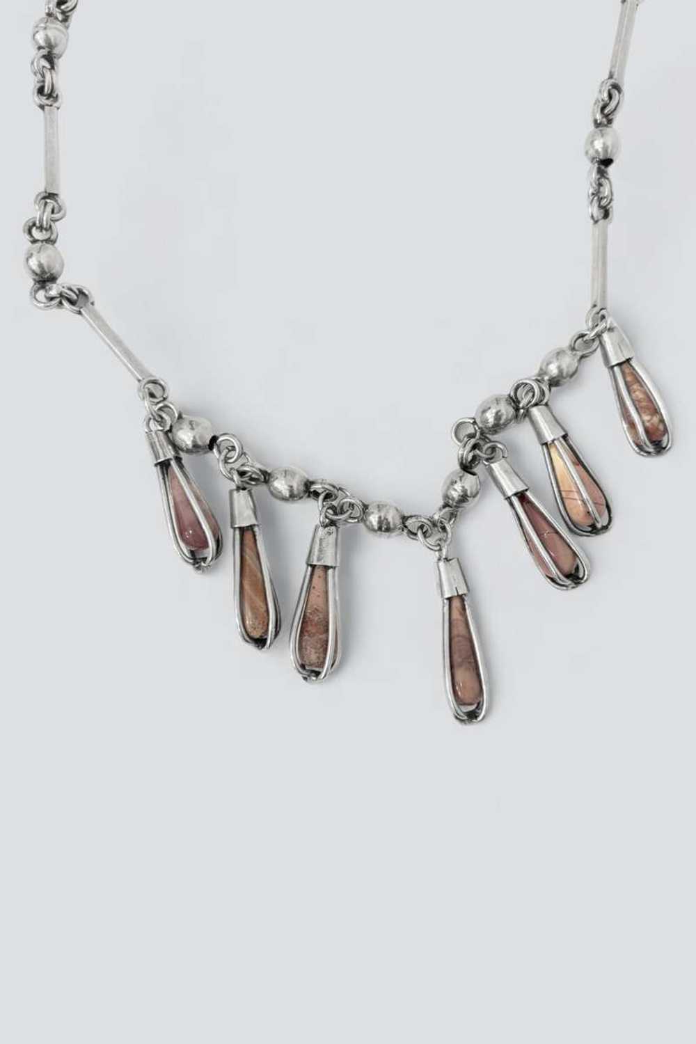 Marble Fringe Necklace - Sterling Silver/Pink - image 3