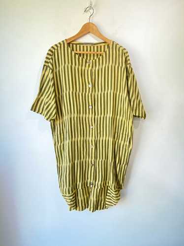 Vintage 80s Issey Miyake Yellow Striped Dress - image 1