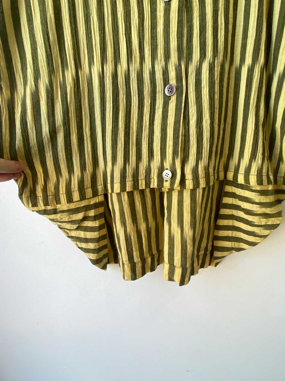 Vintage 80s Issey Miyake Yellow Striped Dress - image 2