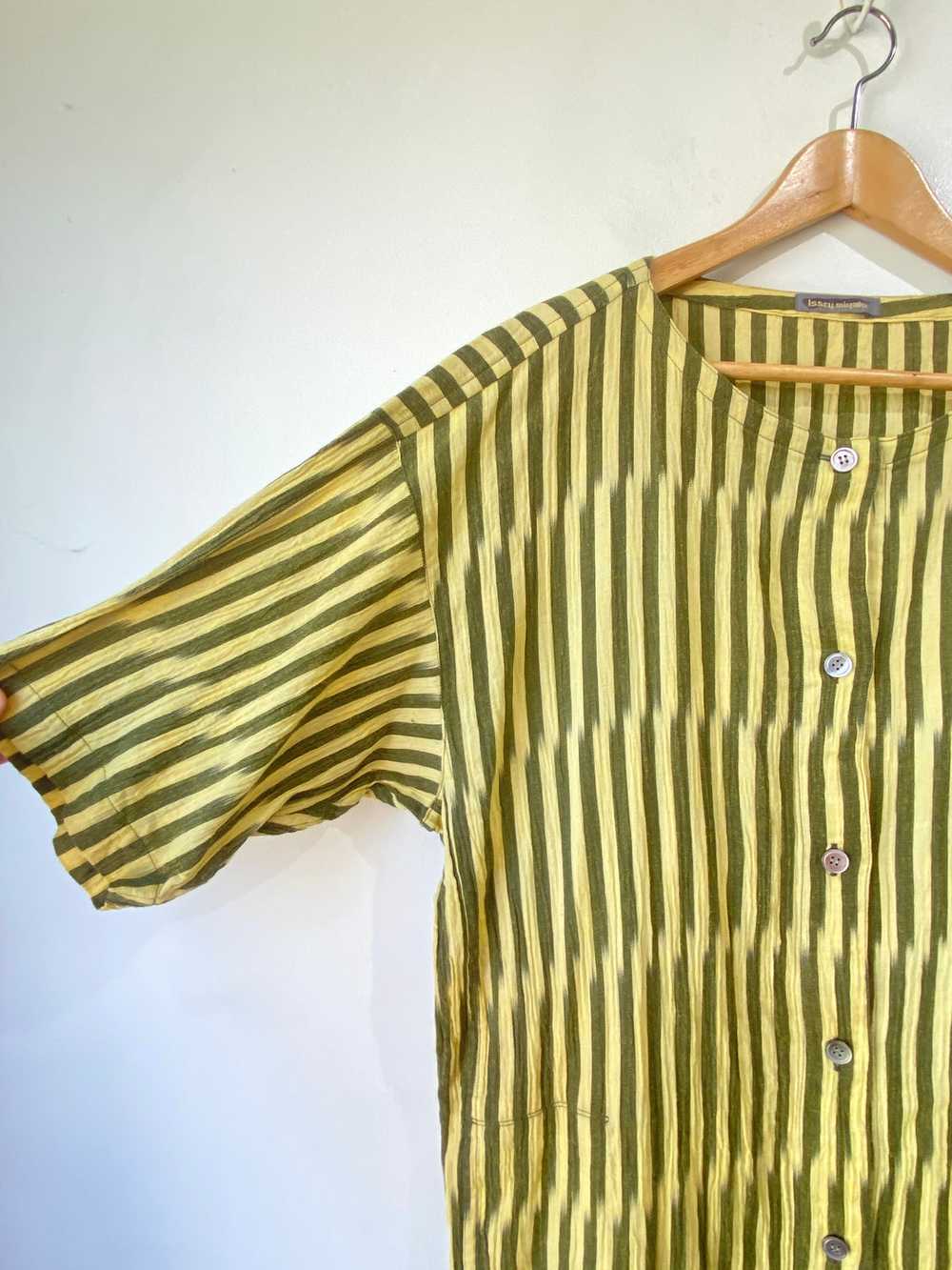 Vintage 80s Issey Miyake Yellow Striped Dress - image 3