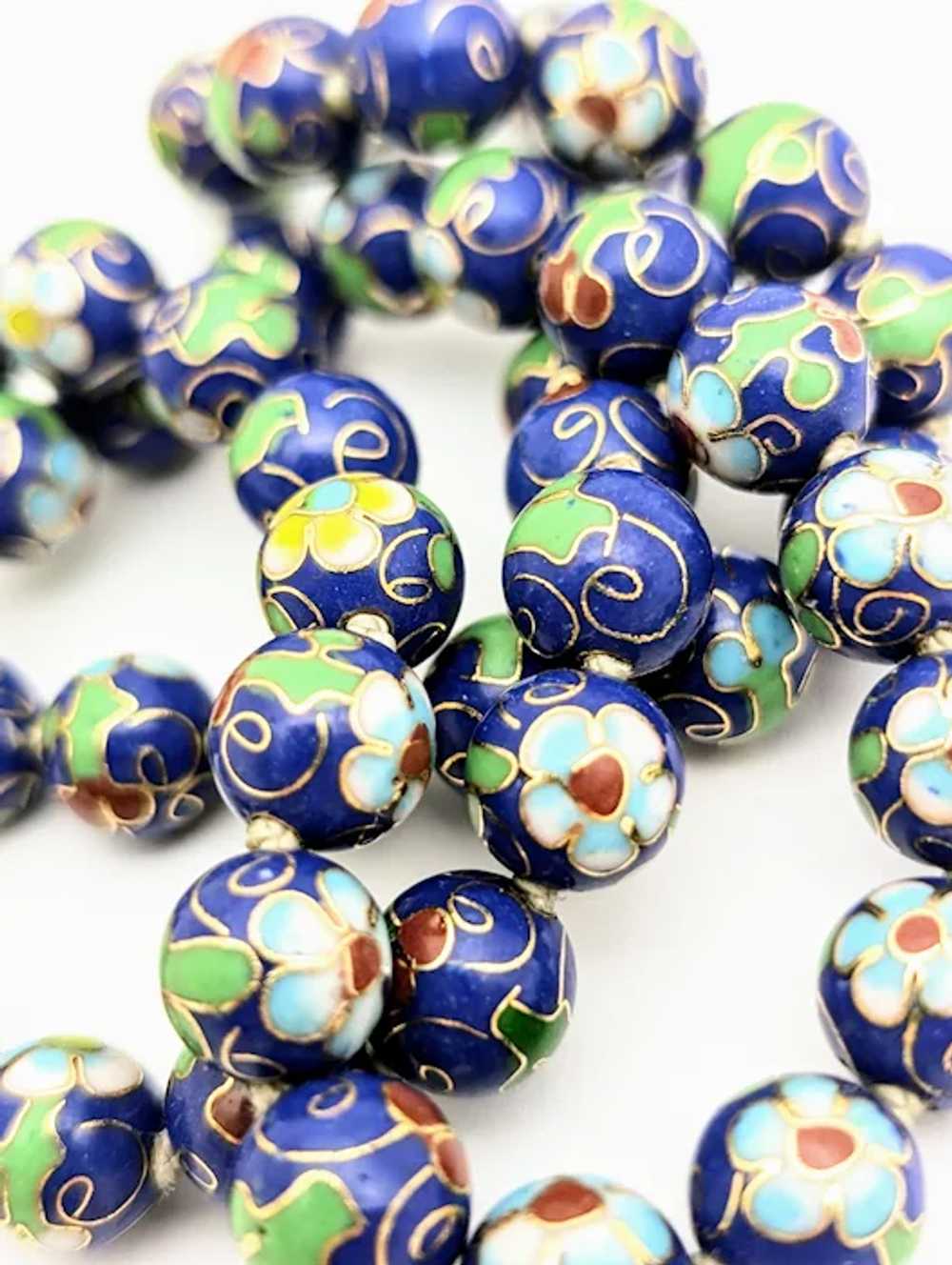 Blue Cloisonne Bead Necklace - image 6