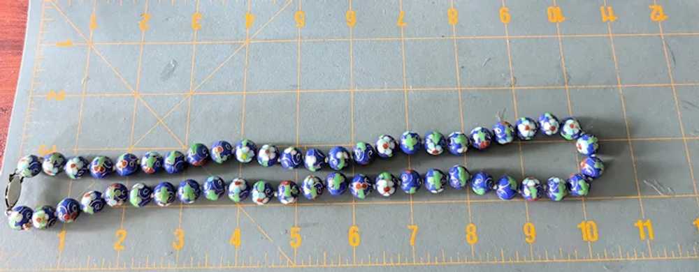 Blue Cloisonne Bead Necklace - image 7