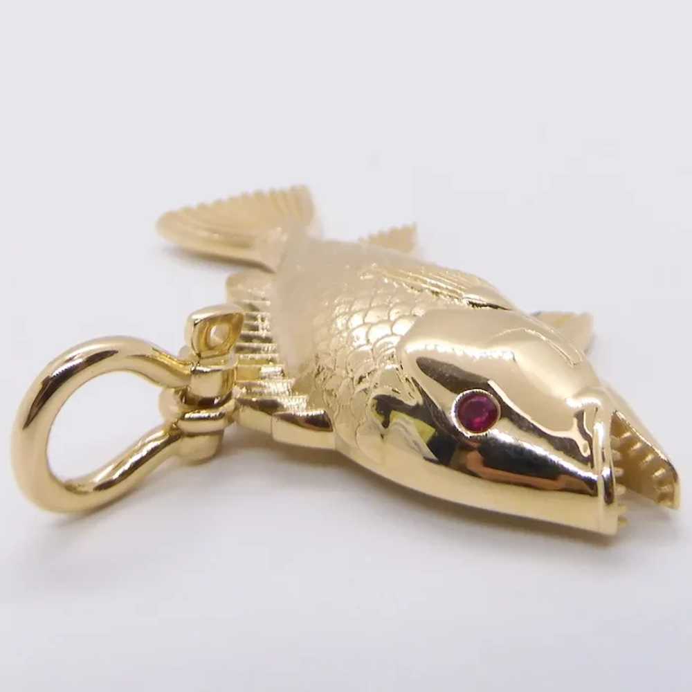 Custom Red Snapper Detailed Fish Pendant 0.03ct R… - image 3