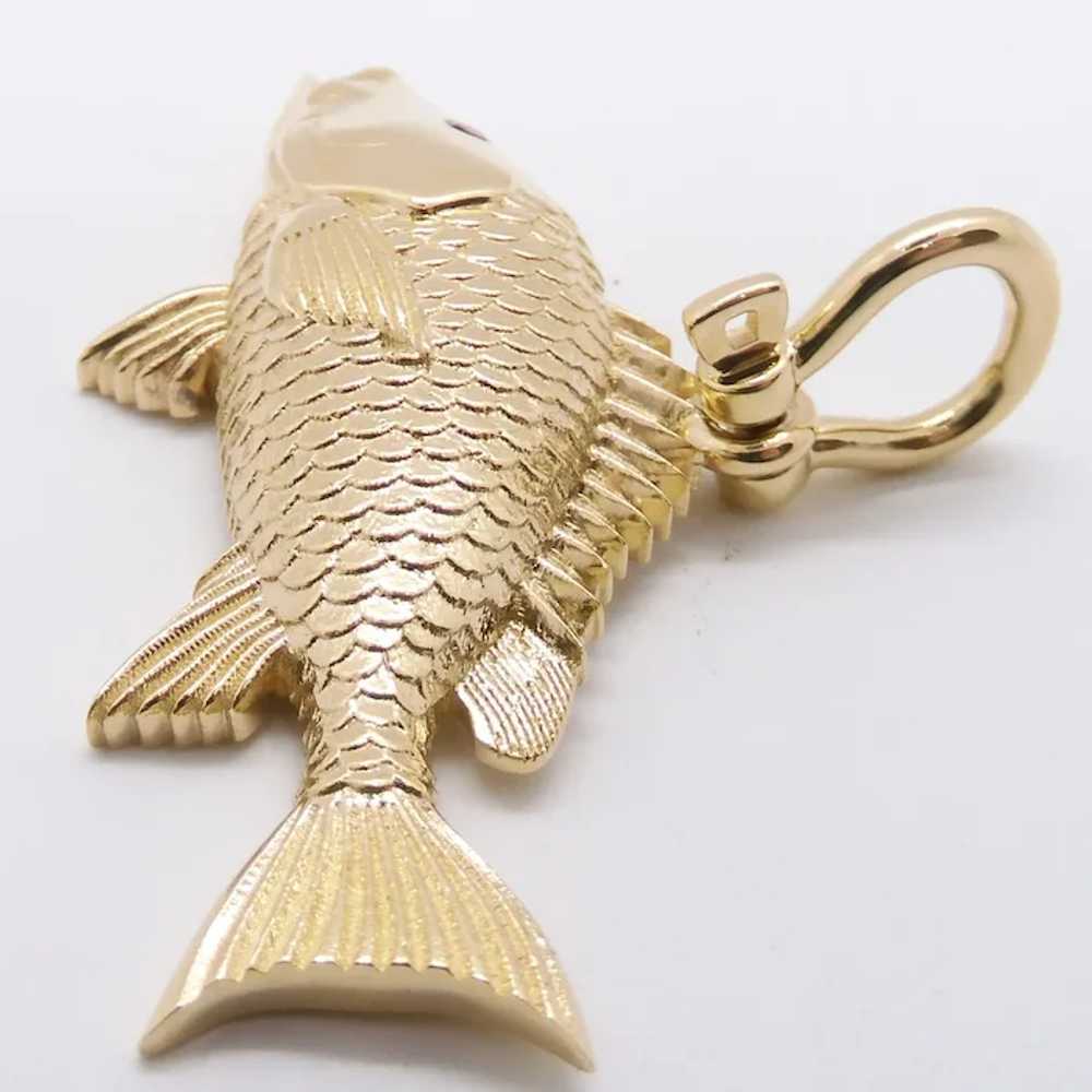 Custom Red Snapper Detailed Fish Pendant 0.03ct R… - image 5