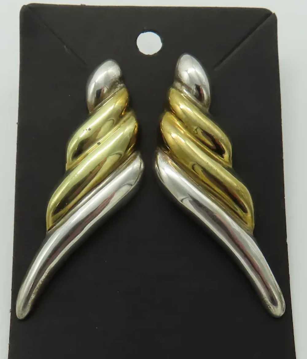 Large Mexican Sterling Silver Wings 2-Tone Earrin… - image 2