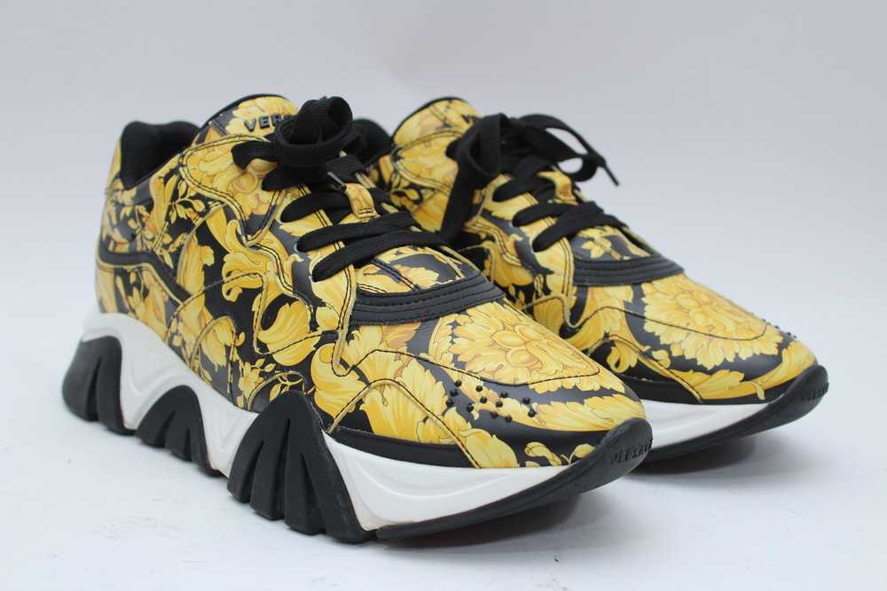 Versace Versace Black/Yellow Barocco Print Leathe… - image 10