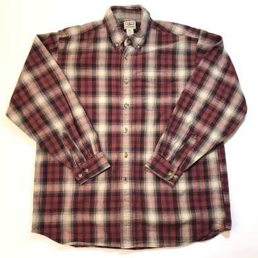 Vintage LL Bean Mens Flannel Shirt Sz L Plaid Reg… - image 1