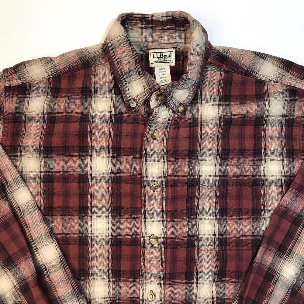 Vintage LL Bean Mens Flannel Shirt Sz L Plaid Reg… - image 2