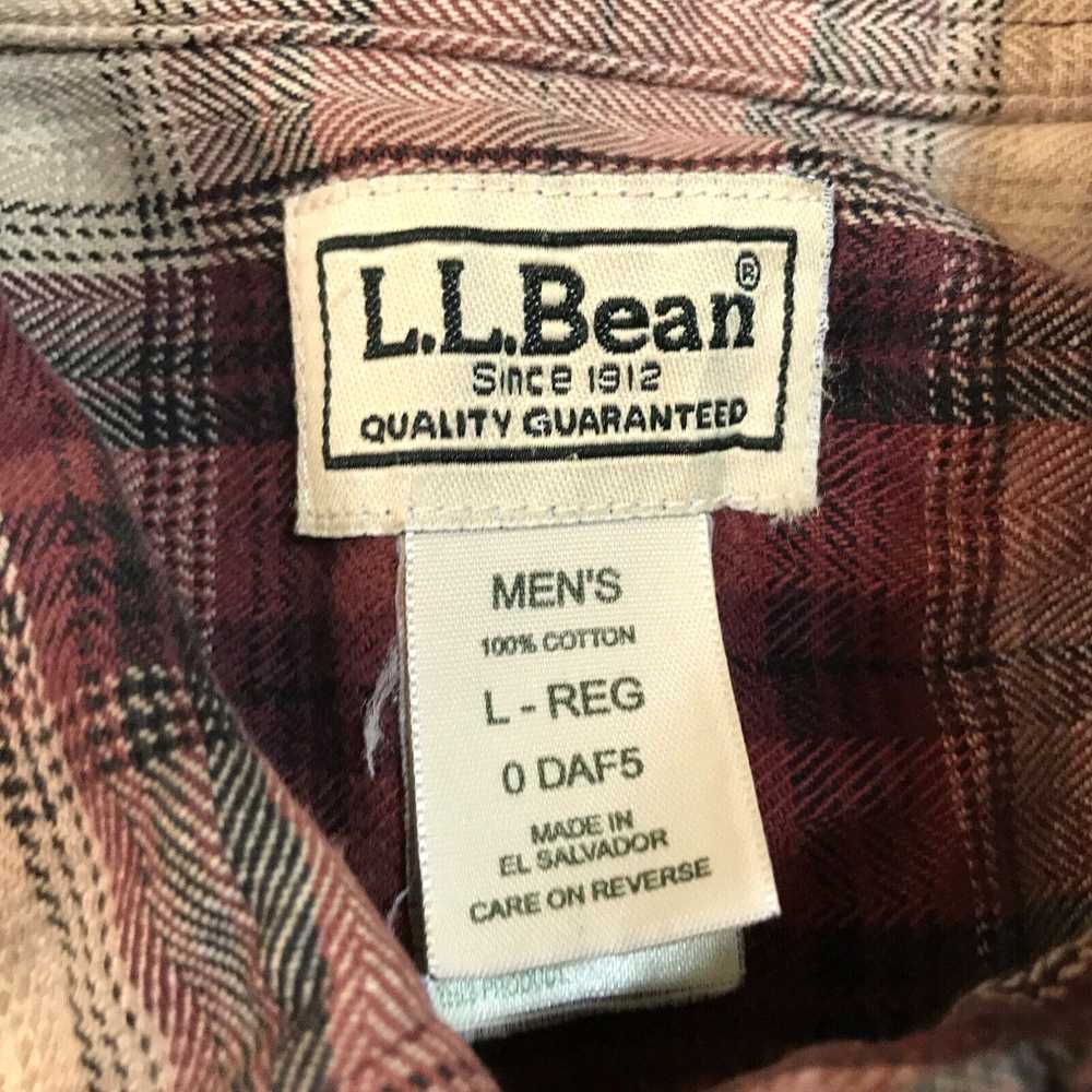 Vintage LL Bean Mens Flannel Shirt Sz L Plaid Reg… - image 3