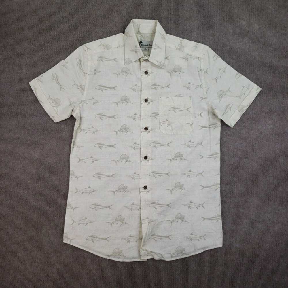 Vintage Oliver + Burke Shirt Mens Small Beige But… - image 1