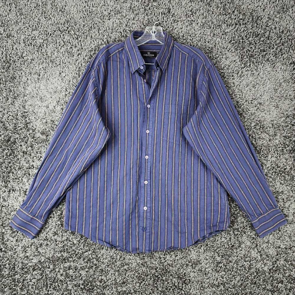 Bugatchi Bugatchi Uomo Mens Blue Striped Long Sle… - image 1