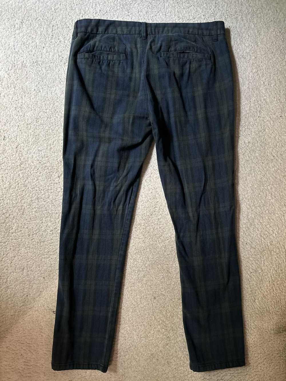 Topman Navy Green Plaid Stretch Skinny Pants - image 2