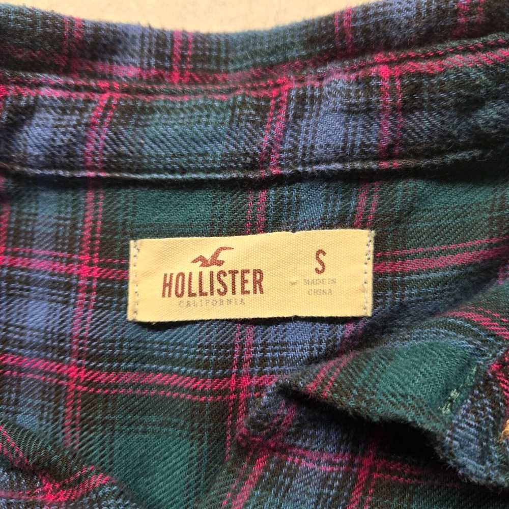 Vintage Hollister Green Red Blue Plaid Shirt Butt… - image 3