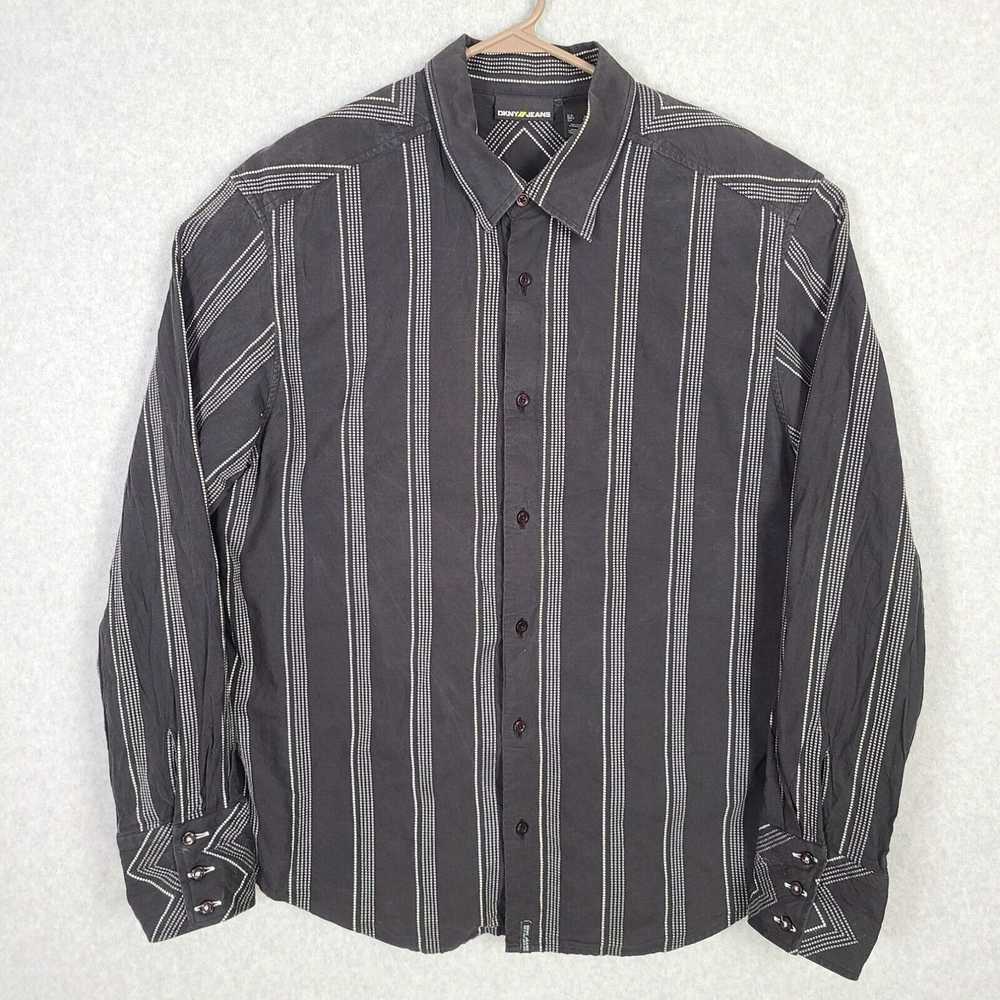 DKNY DKNY Button Up Shirt Mens XL Black White Str… - image 1