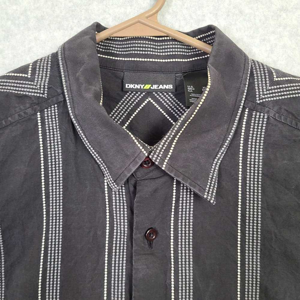 DKNY DKNY Button Up Shirt Mens XL Black White Str… - image 3