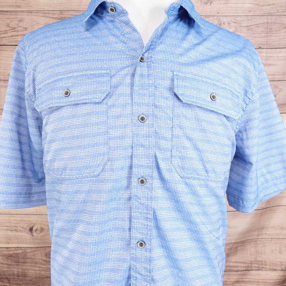 Vintage GERRY SHORT SLEEVE BLUE 100% POLYESTER BU… - image 1