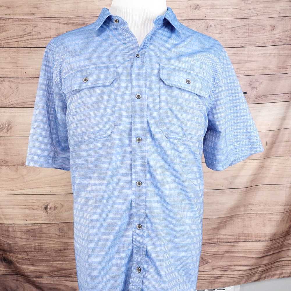 Vintage GERRY SHORT SLEEVE BLUE 100% POLYESTER BU… - image 3