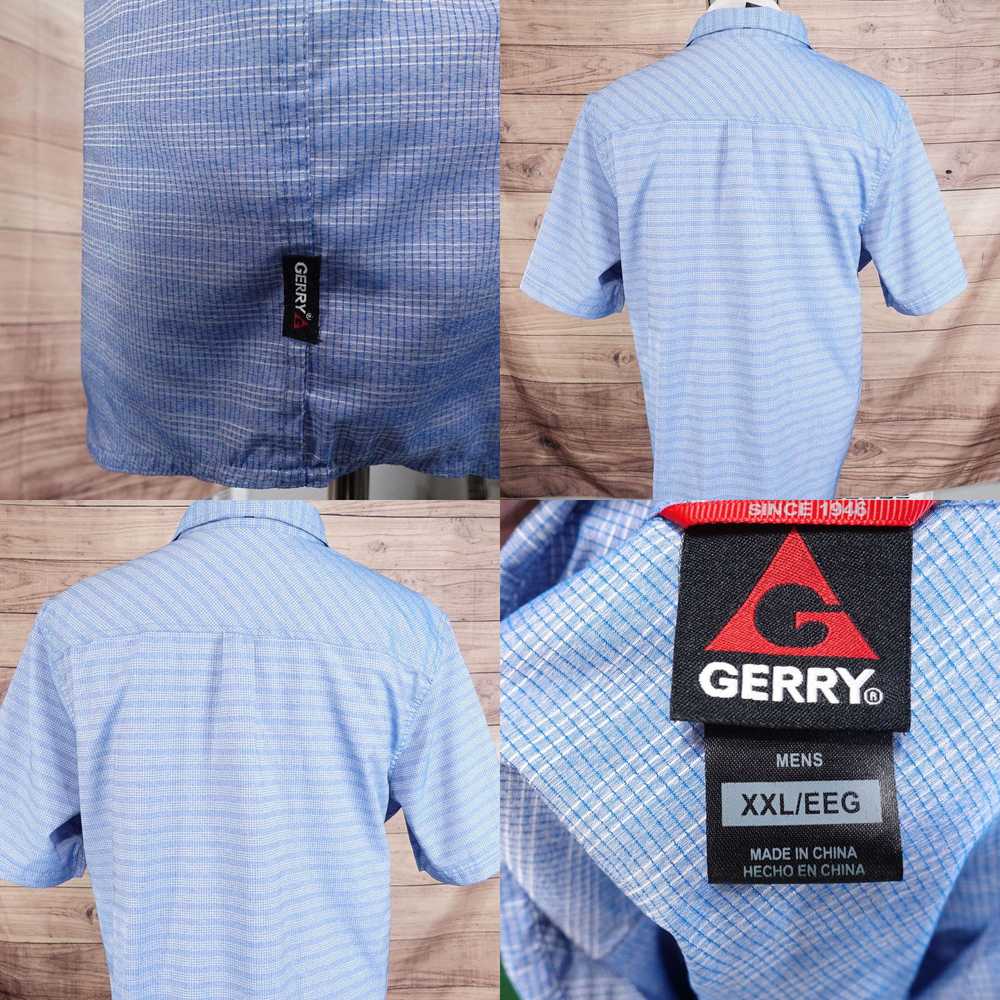 Vintage GERRY SHORT SLEEVE BLUE 100% POLYESTER BU… - image 4