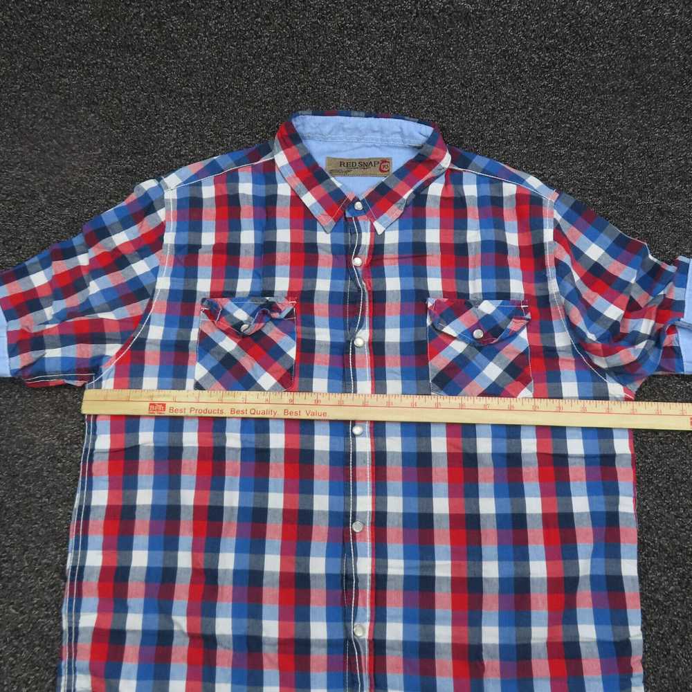 Vintage Red Snap Shirt Adult Large Red & Blue Pla… - image 2