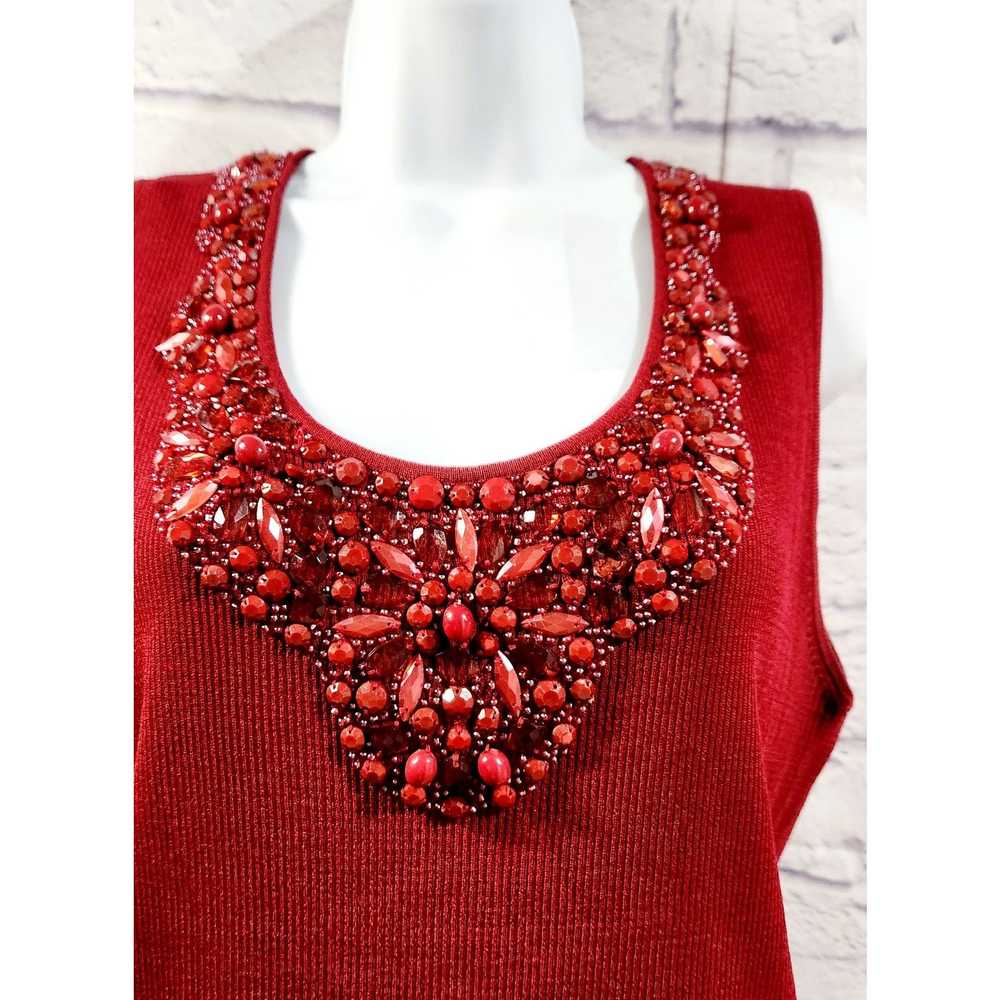 Other Ruby Rd. Burgundy Ribbed Tank Beaded Bodice… - image 2